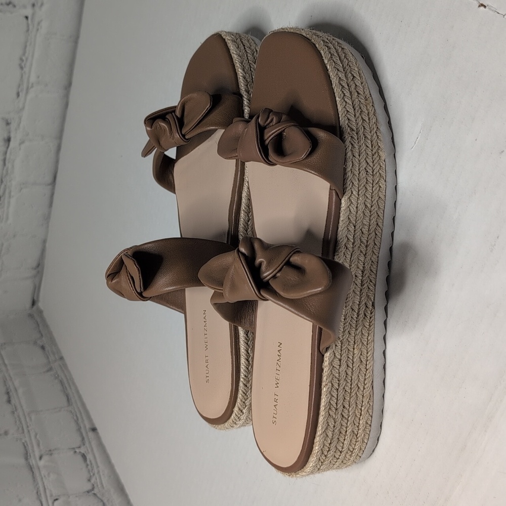 Stuart Weitzman Bandeau Espadrille Platform Slide Sandals